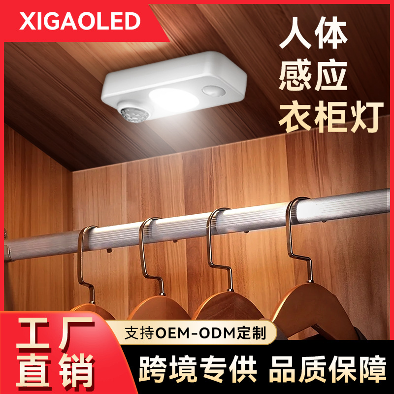 Rechargeable motion sensor LED night light for wardrobe and cabinet